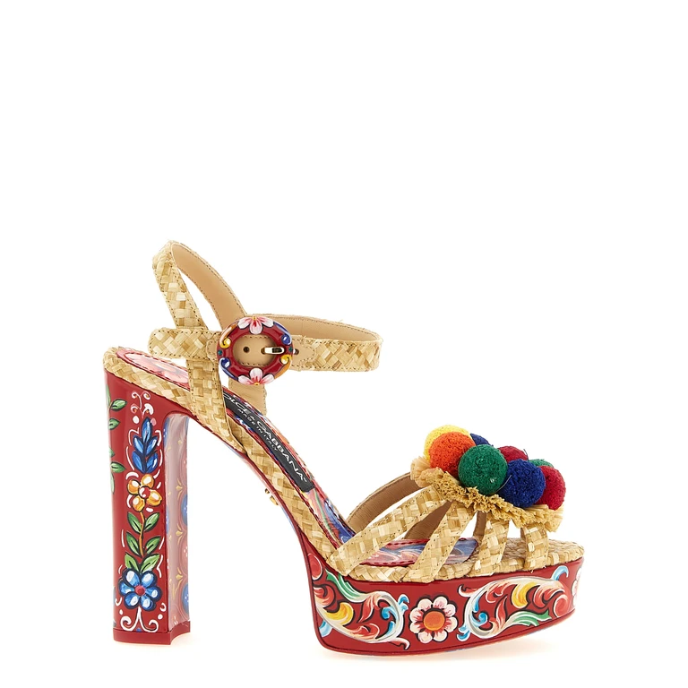 Multicolor Viscose Stiletto Heel Sandals - Women
