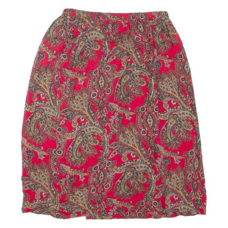 Womens Pencil Skirt Red Short Paisley S