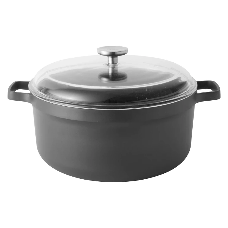 GEM Nonstick Cast Aluminum 11" Stockpot 7.7qt. with Glass Lid, Black