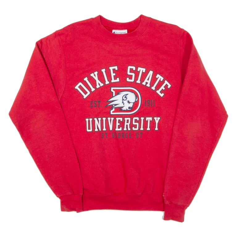 CHAMPION Dixie State University Mens Sweatshirt Red USA XS