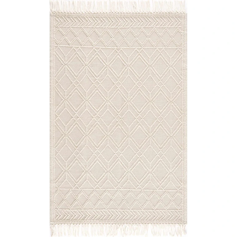 Ramsbury Beige Trellis Wool Rug