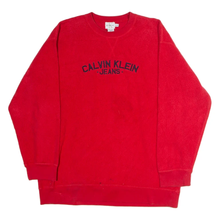 CALVIN KLEIN JEANS Womens Fleece Red Crew Neck XL