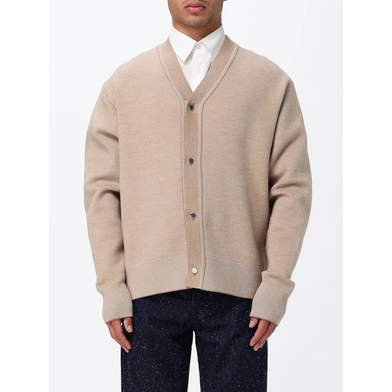 V-Neck Merino Wool Cardigan with Metallic Buttons (25HCDM00292CK00185015)