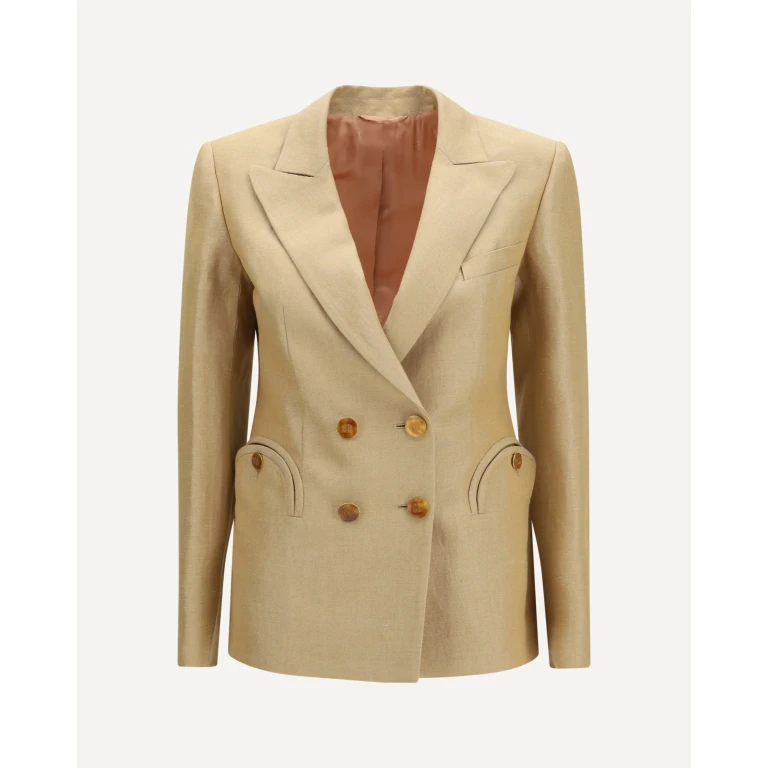 BLAZÈ MILANO Renegade Charmer double-breasted linen-blend Blazer Female II