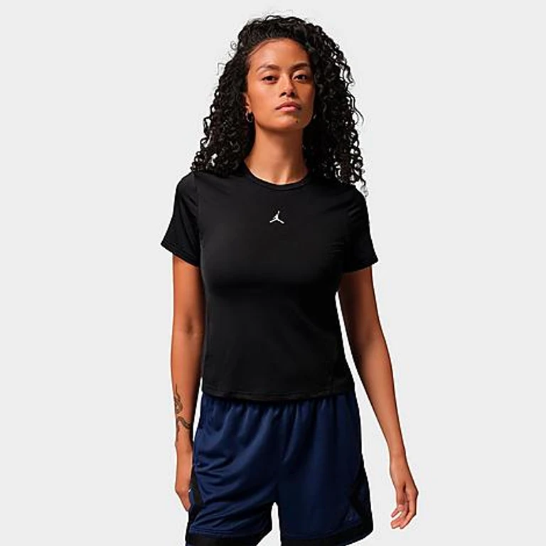 Jordan Women's Sport Essentials Dri-FIT Short-Sleeve Top in Black/White Size: XS