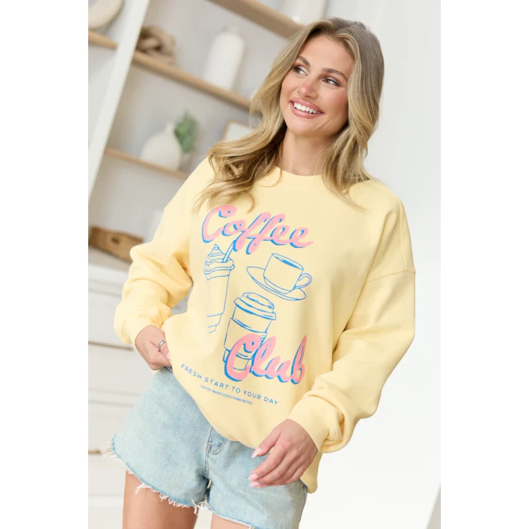 Coffee Club Yellow Graphic Sweatshirt