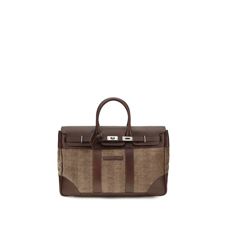 Brunello Cucinelli Brown Calf Leather Bos Taurus Luggage And Travel Bag - Men