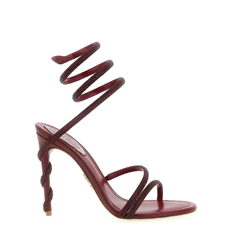 Rene Caovilla Bordeaux Viscose Stiletto Heel Sandals - Women