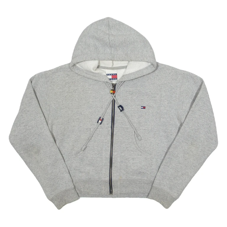 TOMMY HILFIGER Womens Grey Hoodie Full Zip M