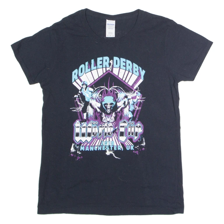 GILDAN Roller Derby World Cup 2018 Manchester Womens T-Shirt Black M