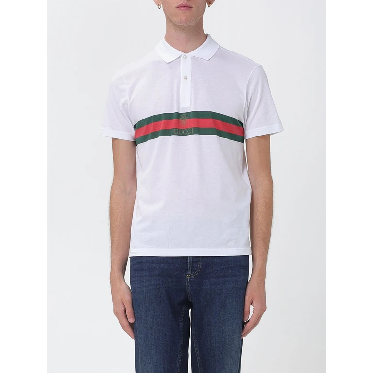Short-Sleeved Cotton Polo with Web Collar Detail (875092XJH0U9066)