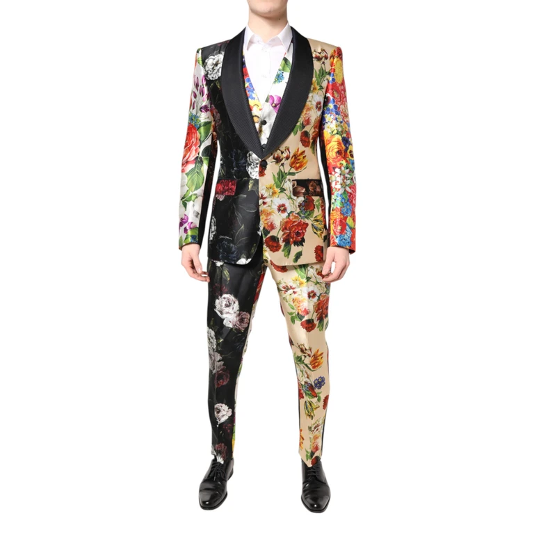 Multicolor Floral Sicilia Silk 3 Piece Suit Polyester - Men