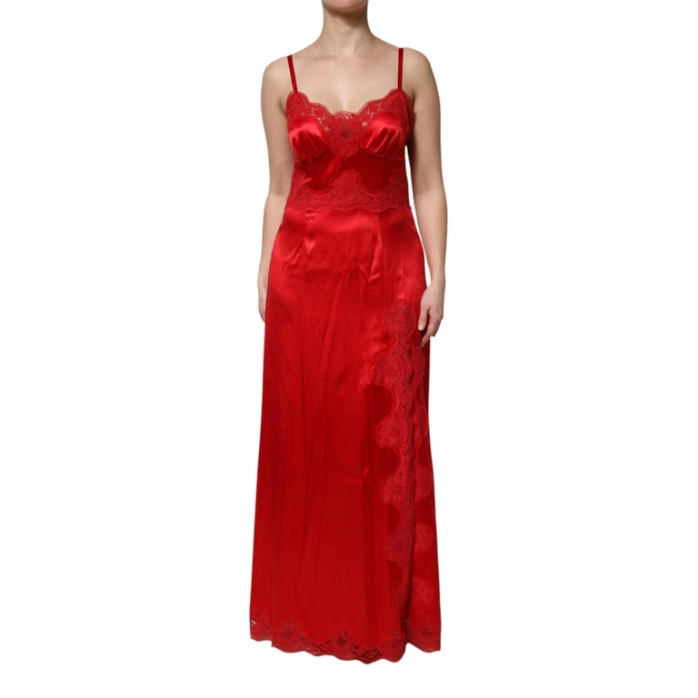 Dolce & Gabbana Red Silk Sleeveless Maxi Long Dress Cotton Nylon Elastane - Women