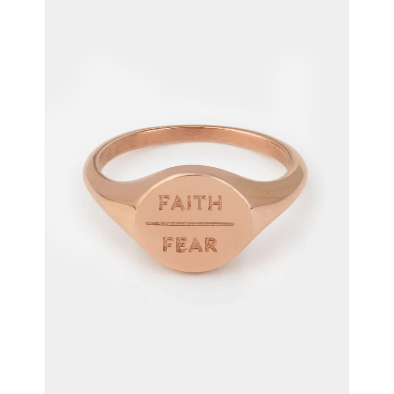 Rose Gold Faith Over Fear Ring