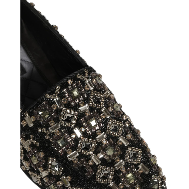 Dolce & Gabbana Silver Leather Logo Slip On Loafers Shoes - Men