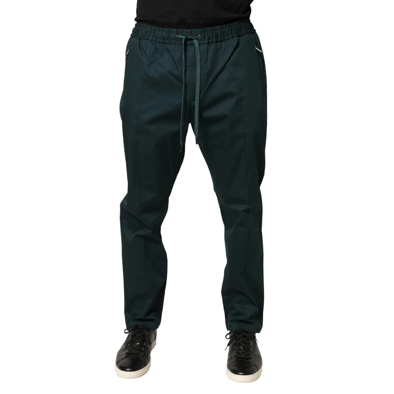 Dolce & Gabbana Green Cotton Skinny Men Jogger Trouser Pants Elastane - Men