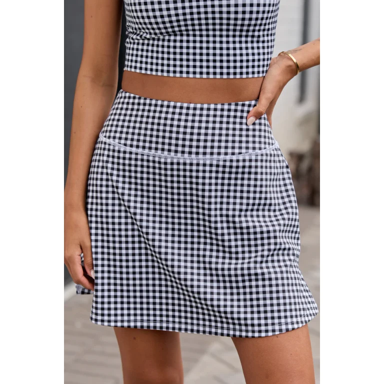 Active State Black Gingham Active Skirt