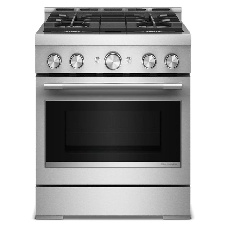 30 in. 4 Burner Commercial-Style Gas Range w/ No Preheat Air Fry Mode in Steel