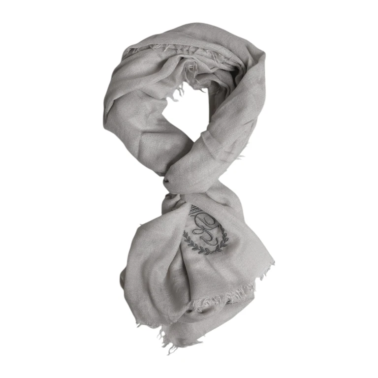 Dolce & Gabbana Gray Dg Crown Neck Warmer Wrap Shawl Scarf Cashmere Silk - Men