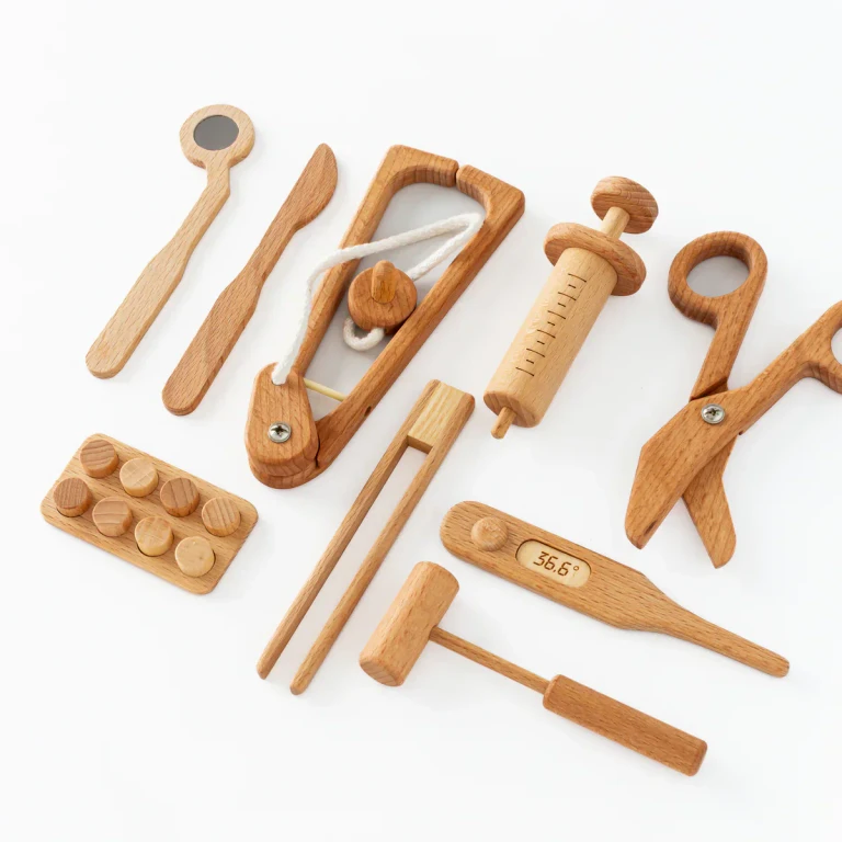 Wooden Doctor Pretend Play Set - Montessori Medical Tools for Kids