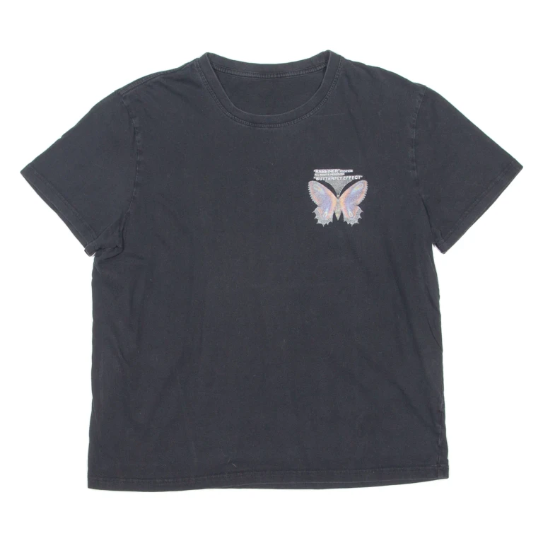 Butterfly Effect Mens T-Shirt Black Crew Neck S