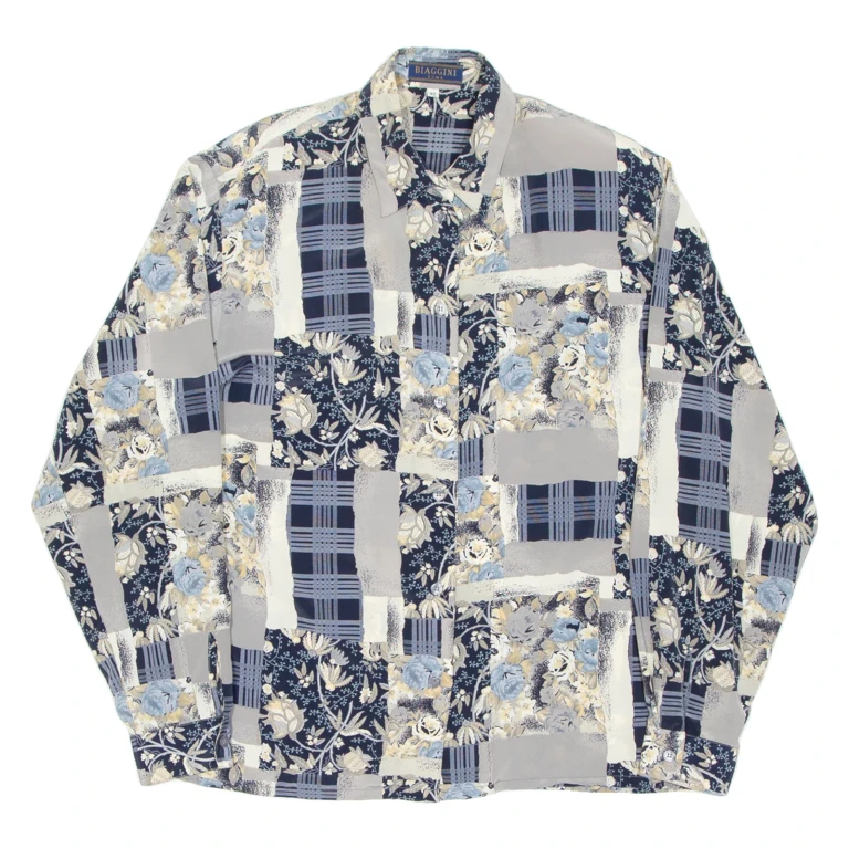 BIAGGINI Womens Shirt Blue Floral Long Sleeve UK 12