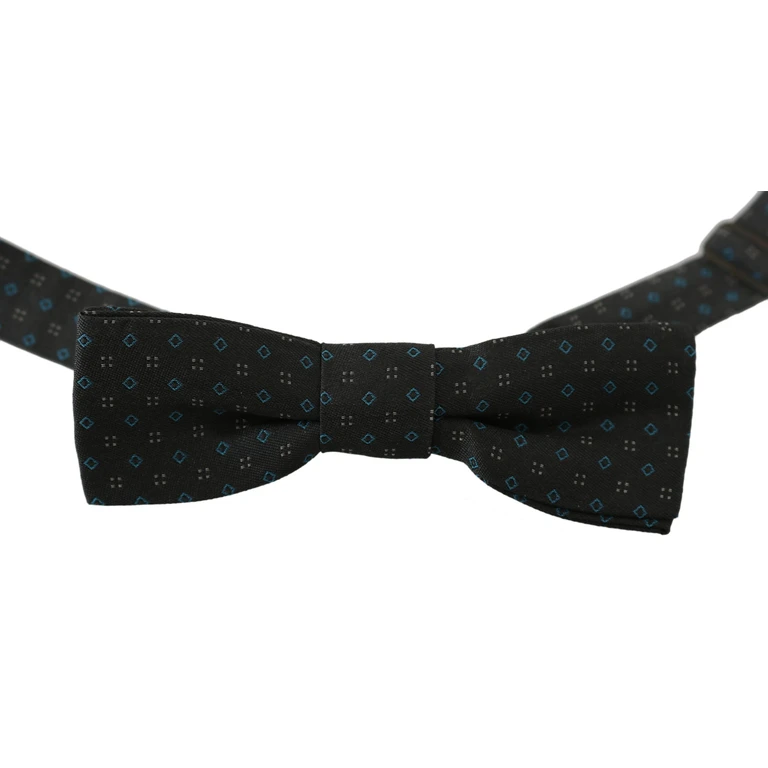 Men Gray Pattern Silk Adjustable Neck Papillon Bow Tie - Men