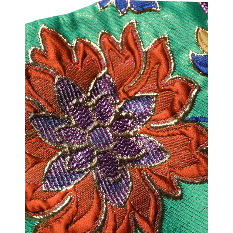 Dolce & Gabbana Green Floral Jacquard High Waist Mini Skirt Cotton - Women