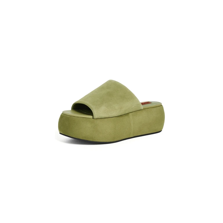 SIMONMILLER Suede Cloudy Platforms Moss Green 35