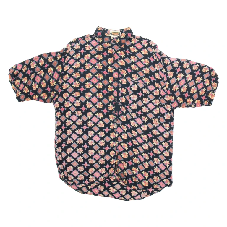 PLAYMAN Mens Shirt Black Floral L