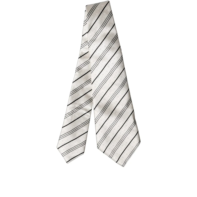 Dolce & Gabbana White Black Stripes Silk Adjustable Women Necktie Tie And - Women
