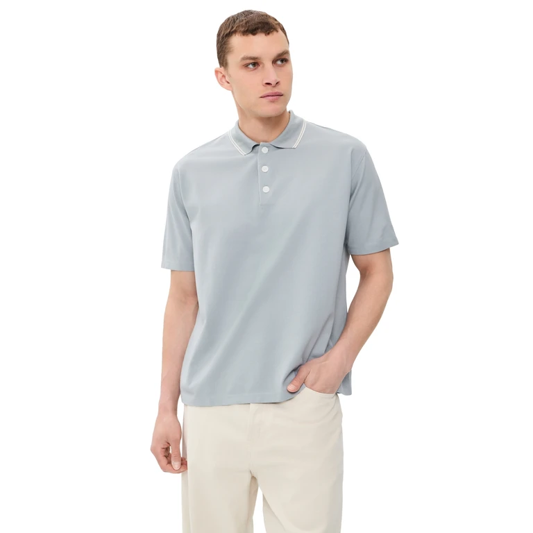 FRAME Pique Polo Blue Grey S