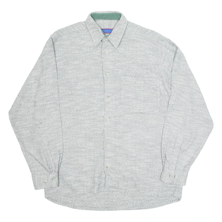 MICHAEL KAUF Mens Plain Shirt Grey Long Sleeve M