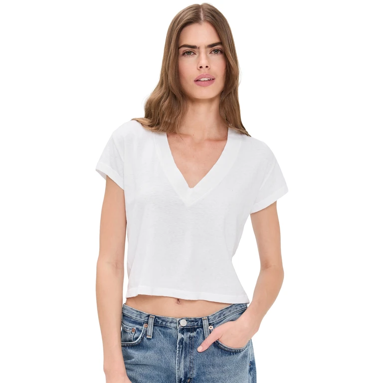 perfectwhitetee Alanis Recycled Cotton V Neck Tee White M