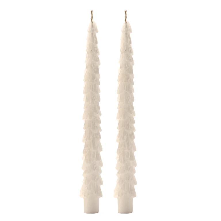 Cream Tree Taper Candles - Set of 2