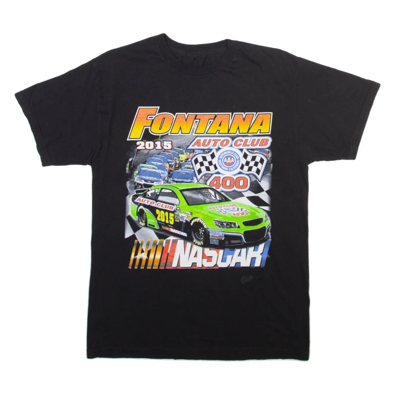 Nascar Fontana Auto Club 400 Mens T-Shirt Black USA S