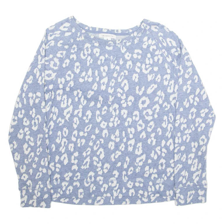 LIZ CLAIBORNE Womens Printed Blouse Blue Long Sleeve Animal Print M