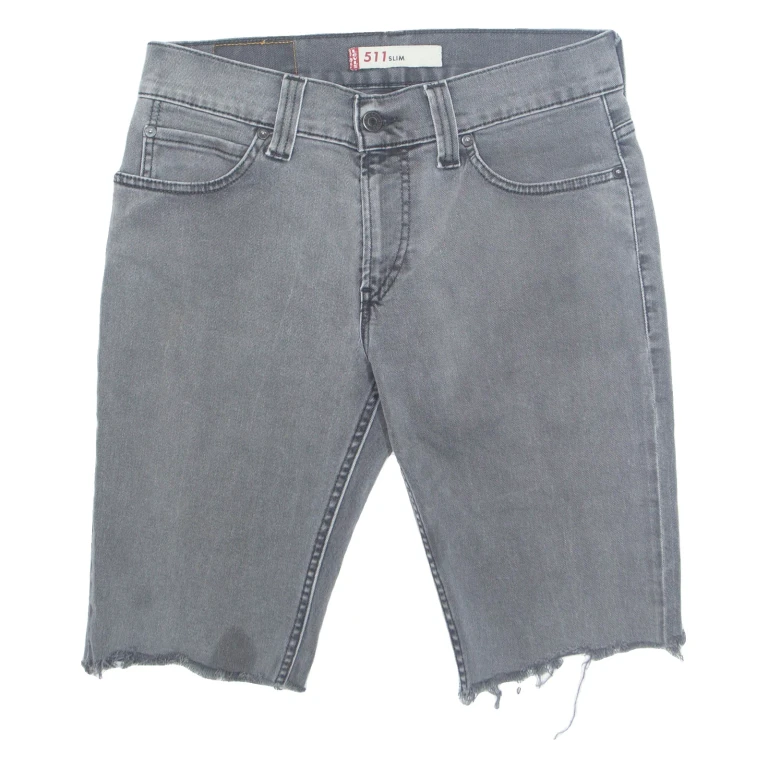 LEVI'S Cut Off 511 Slim Stretch Mens Denim Shorts Grey M W32