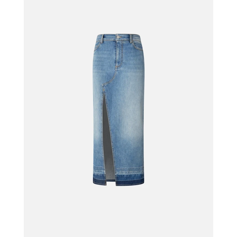 Pinko - Jupe longue en denim clair fendue sur le devant - 40