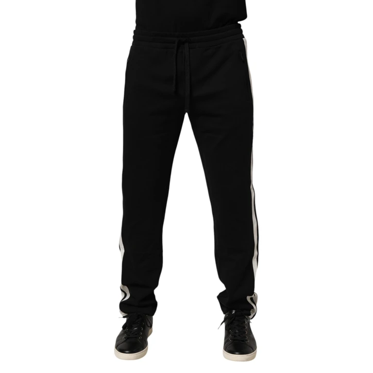 Black Cotton Jogger Sweatpants Trouser Pants And White - Men