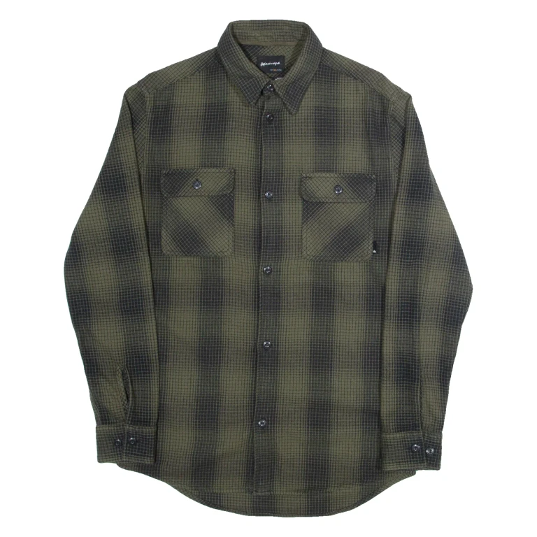QUIKSILVER Mens Shirt Green Check Long Sleeve XS