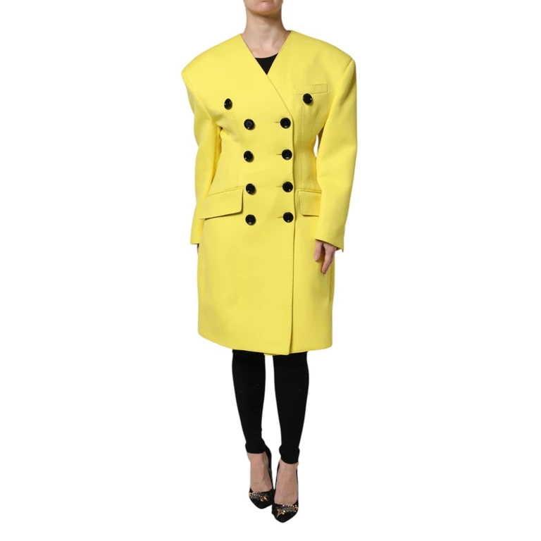 Dolce & Gabbana Yellow Double Breasted Trench Coat Jacket Virgin Wool Clothing - Women