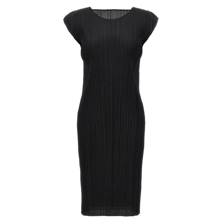 Pleats Please Issey Miyake Black Polyester Midi Dress - Women