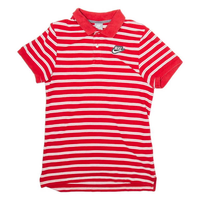 NIKE Mens Polo Shirt Red Striped S