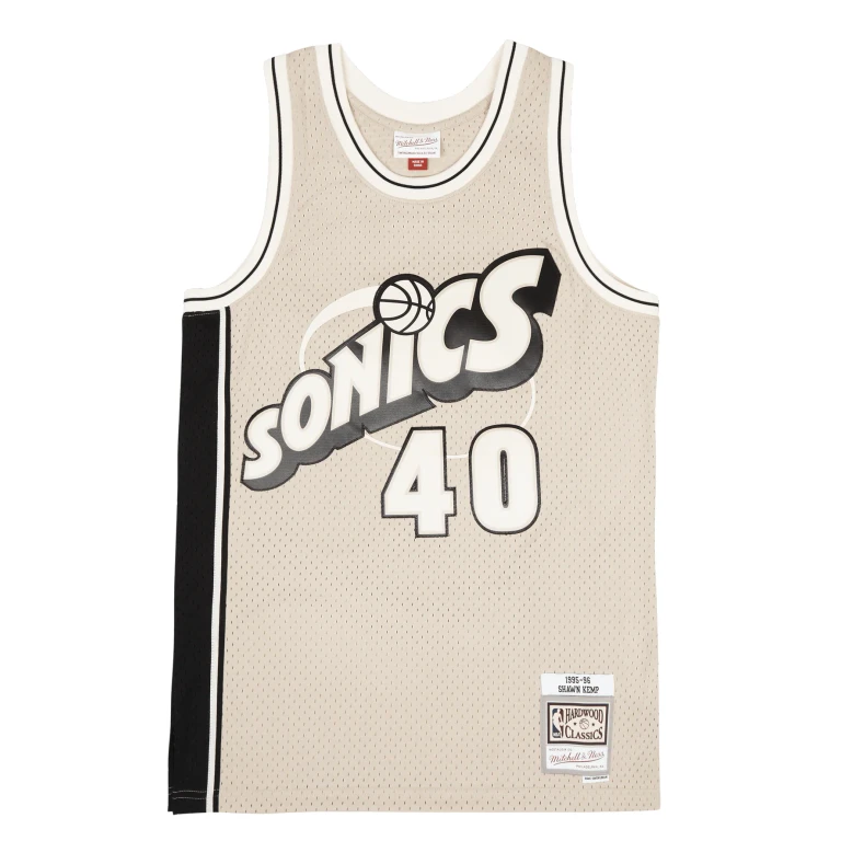 Men's Khaki Black Swingman Jersey Supersonics 1995 Shawn Kemp Jerseys