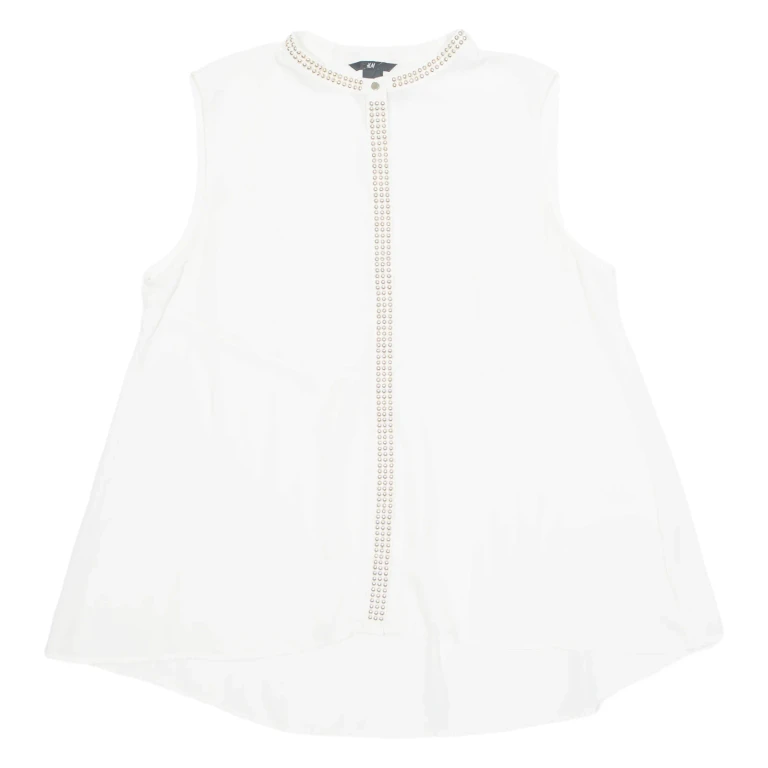 H&M Sheer Womens Blouse White L