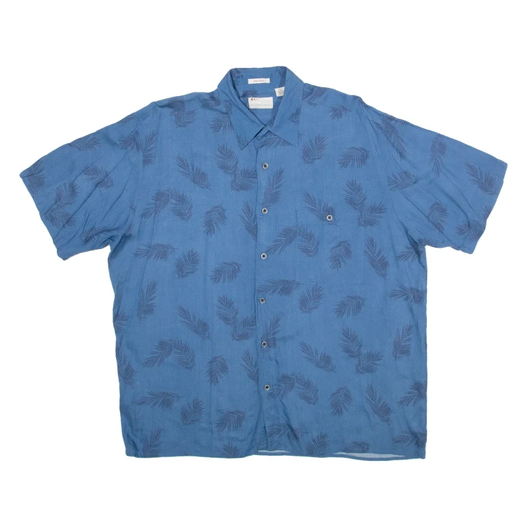 NATURAL ISSUE Mens Hawaiian Shirt Blue Floral L