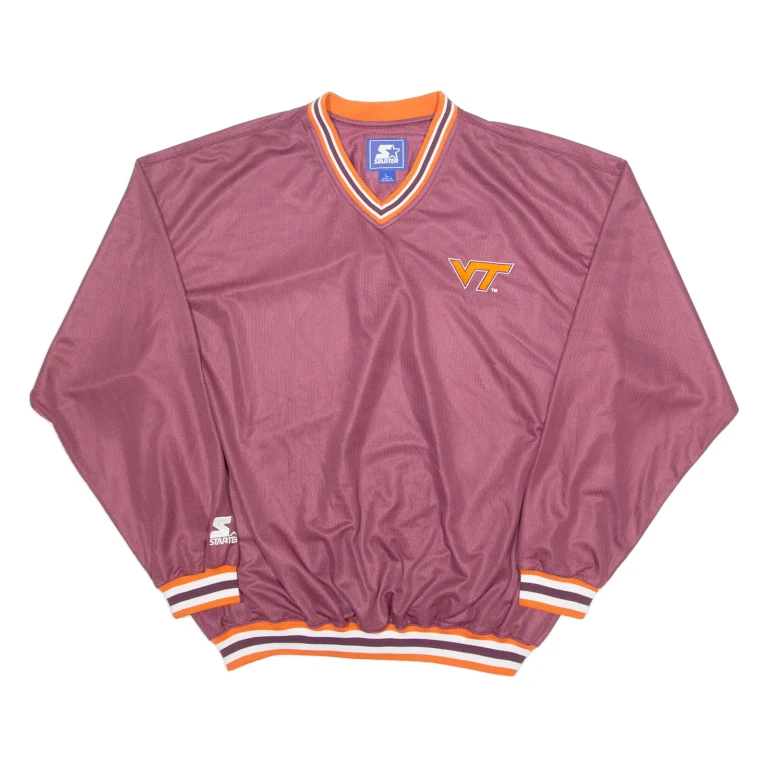 STARTER Virginia Tech Mens Sweatshirt Maroon V-Neck USA L