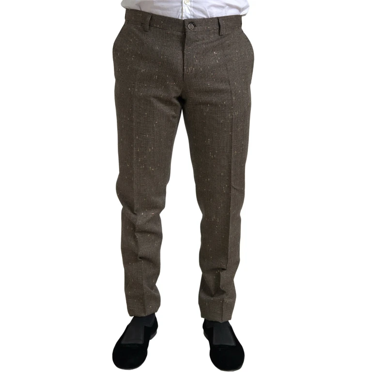 Dolce & Gabbana Brown Wool Dress Skinny Men Trouser Pants - Men