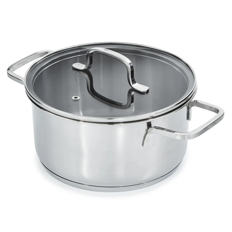 DiNA Helix Recycled 18/10 Stainless Steel 8" Stockpot 3.2qt., Glass Lid